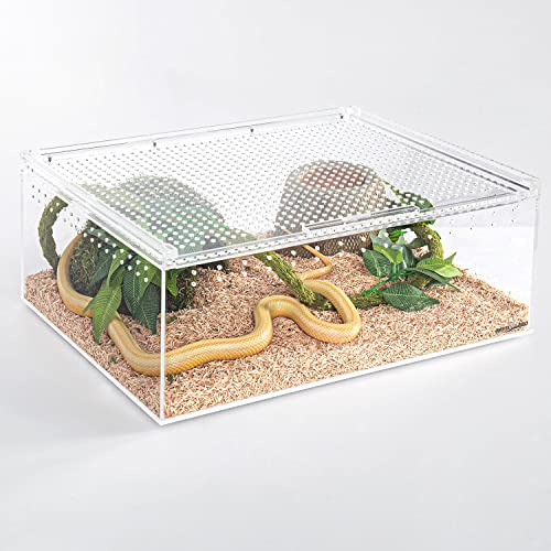 REPTI ZOO Magnetic Acrylic Enclosure, 16x12x6 Inch 5 Gallon Reptile Breeding Box Habitat Terrariums Cage for Tarantula Scorpion Sling Isopods Lizards Roach Invertebrates Spider Snake