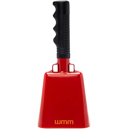 10 Inch Cow Bell Noise Makers Cowbell for Sporting Event Cheering Bell for Football Games Large Steel Cowbell with Handle Solid School Bells Call Bell Alarm (Red)