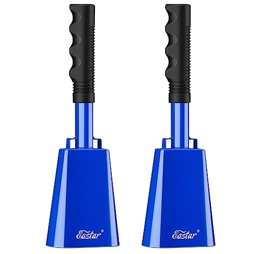 Eastar Cow Bell with Handle, 2 Pack Cowbells for Sporting Events, 10 Inch Cowbells Noise Makers Cheering Bell for Football Games, Stadiums, Halloween Gifts, Blue