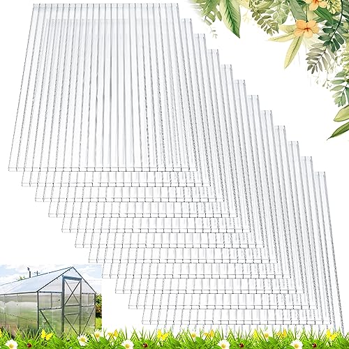 12 Pack Polycarbonate Greenhouse Panels Polycarbonate Sheets Waterproof UV Protected Reinforced Cold Flexible Strong Impact and Shatterproof Panel for Greenhouse (4' x 2' x 0.16'')