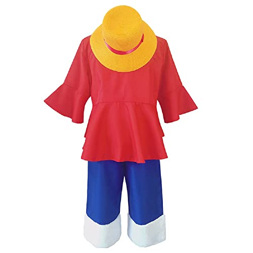 Mroirdcly Anime Cosplay Luffy Cos Anime Men Kids Costume Hat Halloween Carnival Outfit (8Years, Kids)