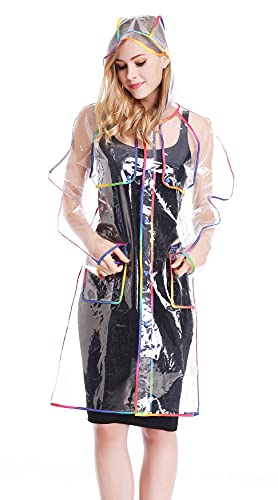 Bienvenu Transparent Raincoat for Women Rain Ponchos for Adult Waterproof rain jackets,One Size
