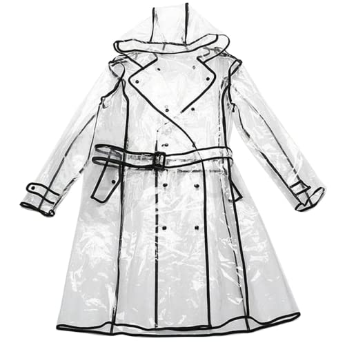 XUJIQI Waterproof Portable Raincoat, Rain Coats for Women Clear Reusable Rain Resistant Poncho with Hoods and Belt for Rain Jacket Outwear, Festivals, Outdoors