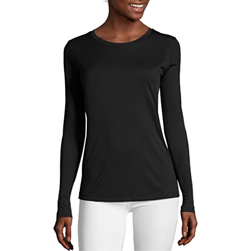 Hanes womens Sport Cool Dri Performance Long Sleeve T-shirt Shirt, Black, X-Large US