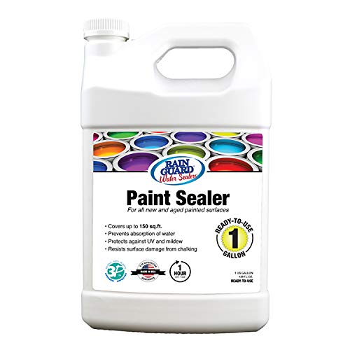 Rain Guard Water Sealers - Paint Sealer - Water Repellent Protection for All Painted Surfaces - Water-Based Silane/Siloxane Acrylic Sealant - Clear Semi-Satin Finish - Ready to Use - 1 Gallon