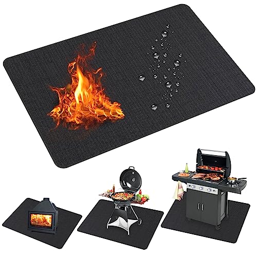 McKuk 70 x 48 inch Under Grill Mats for Outdoor Grill, Easy to Clean Reusable Grill Mat for Deck, Double-Sided Fire Resistant,Water Resistant and Oil Proof, Fit for Indoor Fireplace Mat Fire Pit Mat