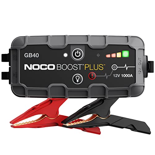 NOCO Boost Plus GB40 1000A UltraSafe Car Battery Jump Starter, 12V Battery Pack, Battery Booster, Jump Box, Portable Charger and Jumper Cables for 6.0L Gasoline and 3.0L Diesel Engines