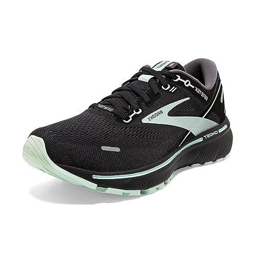 Brooks Women's Ghost 14 GTX Waterproof Neutral Running Shoe - Black/Blackened Pearl/Aquaglass - 9.5 Medium