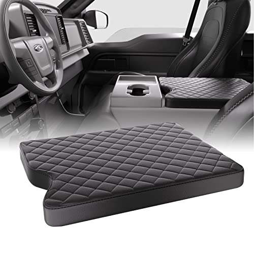 qzhiren Center Console Cover for 2015-2023 Ford F150, 2017-2023 F250 F350 F450 with 40/20/40 Jump Seat,Leather Armrest Cover Center Console Pad Middle Console Cover Armrest Box Cover(Black)