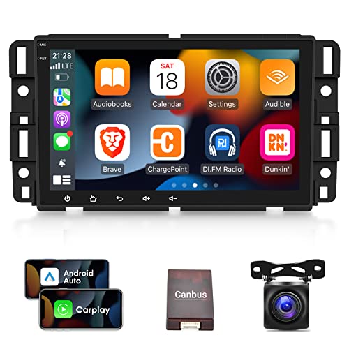 Car Radio for Chevrolet Chevy Silverado GMC Buick, 8 inch Android 11 Touch Screen Stereo, [1G+16G] Apple Carplay/Android Auto/Hi-Fi Audio/1080P/SWC/Bluetooth + AHD Backup Camera + MIC