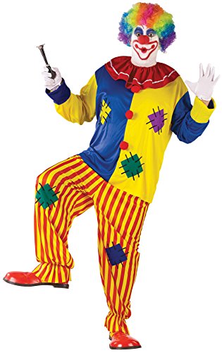 Fun World Men's Plus-Size Big Top Clown Plus Size Adult Costume, Multi-Colored, Plus Size up to 6'2" / 300 lbs.