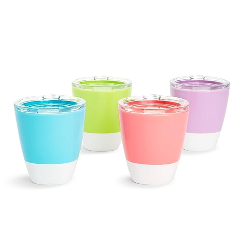 Munchkin Splash Open Toddler Cups with Training Lids, 7 Ounce, Multicolored, 4 Pack