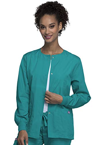 Snap Front Workwear Originals Scrub Jackets for Women 4350, S, Teal Blue