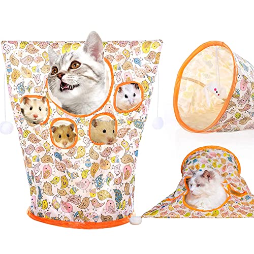 Cat Tunnel Bags for Indoor Cats, Cat Self Interactive Toys, Crinkle Paper Collapsible Interactive Pet Cat Tubes with Plush Ball,The Bird