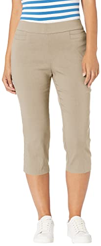 Briggs New York Womens Pull On Capri Pocket Casual Pants, Cobblestone, 16 US