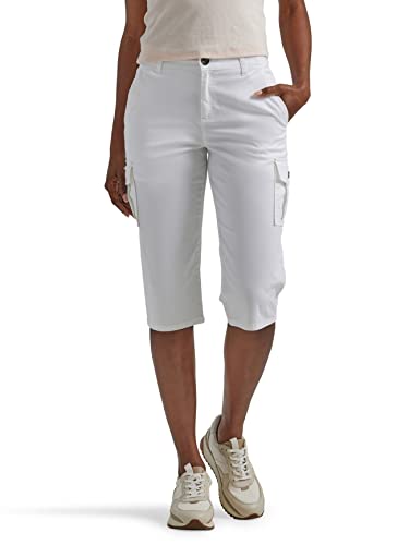 Lee Women's Plus Size Flex-to-Go Mid-Rise 17" Cargo Skimmer Capri Pant, White