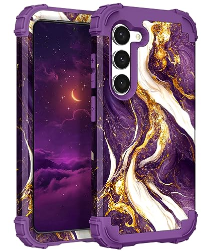 Hocase for Galaxy S23 Plus Case, Shockproof Heavy Duty Protection Soft Silicone Rubber Bumper+Hard Plastic Hybrid Protective Case for Samsung Galaxy S23 Plus (6.6") 2023 - Midnight Purple