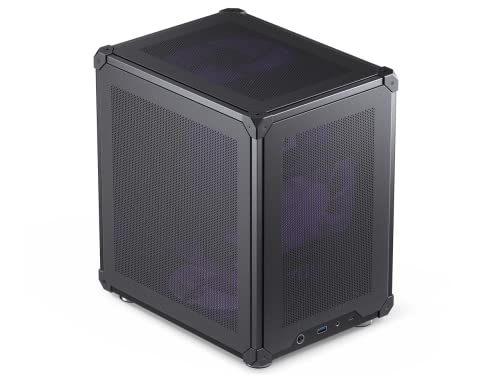 JONSBO C6 Black Mini MATX Mesh Case,Simple Compact Desktop Micro ATX Chassis,Upper Cover/Side Panel Tool-Free Open pc case, ATX Power Bite (L185mm Max.),Support 75mm CPU Cooler,GPU200-255m