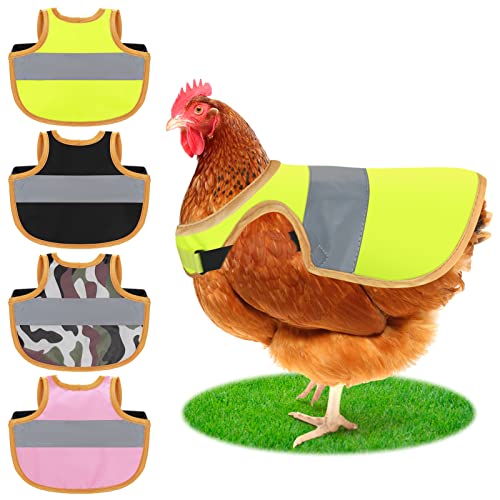 4pcs Chicken Hen Saddle for Chickens, Reflective Vest Adjustable Chicken Harness Walking Chicken Saddle Chicken Aprons for Hens Feather Protection Holder for Duck Hens Goose Poultry Dog Pet Supplies