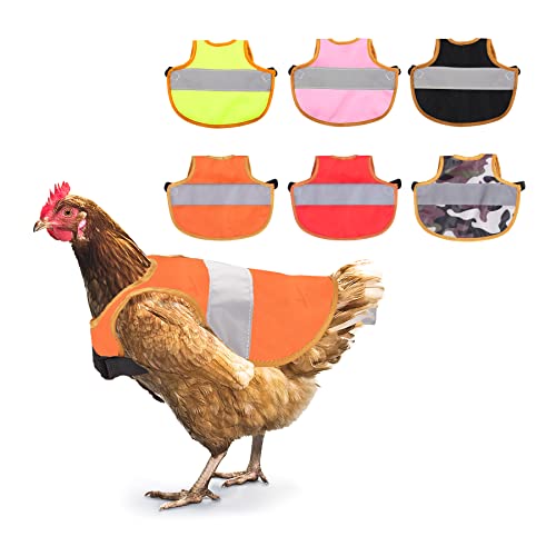 Vehipa 6 Pcs Reflective Chicken Harness Hen Saddle Apron Adjustable Hen Reflective Vest Poultry Feather Protection for Chicken Geese Duck