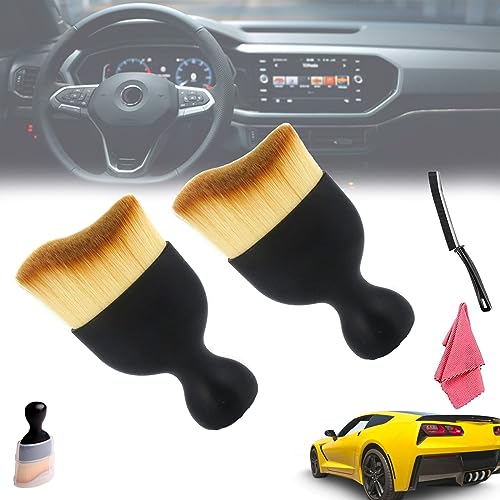 Woobrooch Brush - Woobrooch Car Brush with Case, Woobrooch Car Interior Dust Sweeping Soft Brush, Car Interior Brush, Car Detailing Kit Interior Cleaning Tools & Accessories (2PCS)