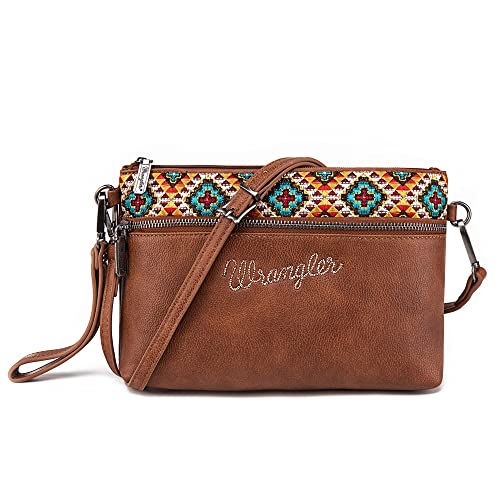 Wrangler Clutch Wristlet Purse Western Crossbody Bags Embroidered Wallet for Women Cell Phone Purse,WG51-181BR