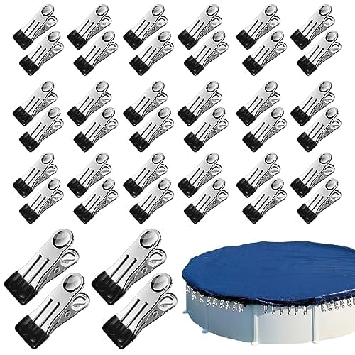 50PCS Swimming Pool Cover Clamps,Swimming Pool Above Ground Winter Cover Clips,Multipurpose Pool Wind Guard Clips,Stainless Steel Clothes Pins for Beach Towel