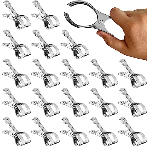 4.5 Inch Stainless Steel Swimming Pool Cover Clips for Above Ground Pools Cover Clips Clamps Heavy Metal Wind Guard Swimming Pool Cover Attachment Clips Kit -20 Pack