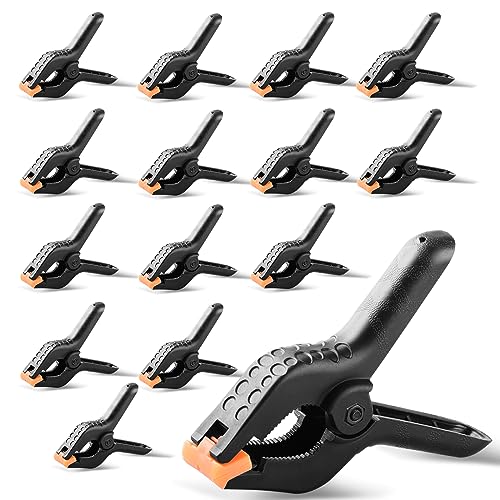 15 Pack Pool Cover Clamps for Above Ground Pools, 4 Inch Spring Clamps for Winter Swimming Pool Cover, Heavy Duty Wind Guard Clamps, Plastic Clips for Backdrop Crafts Photography(2in Jaw Opening)