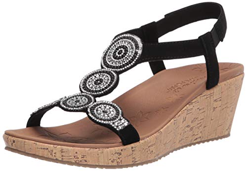 Skechers womens Beverlee - Date Glam Sandal , Black , 9