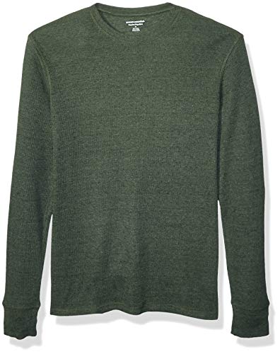 Amazon Essentials Men's Regular-Fit Long-Sleeve Waffle Shirt, Olive Heather, Medium