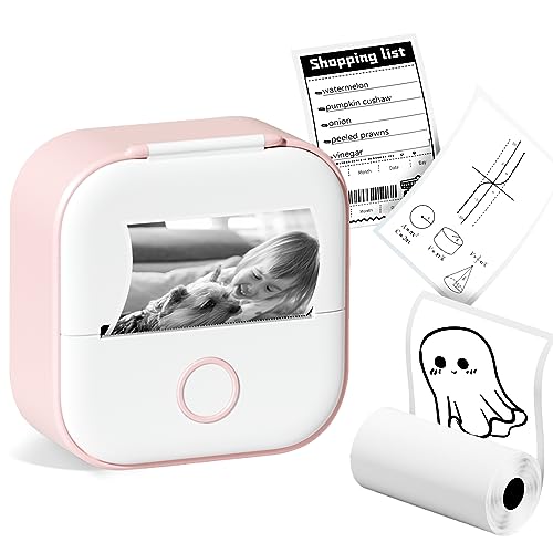 COLORWING T02 Print Pod Sticker Printer, Inkless Mini Thermal Printer for iPhone, Bluetooth Pocket Sticker Maker Machine for Photo and Notes, Compatible with phomemeo App, Pink