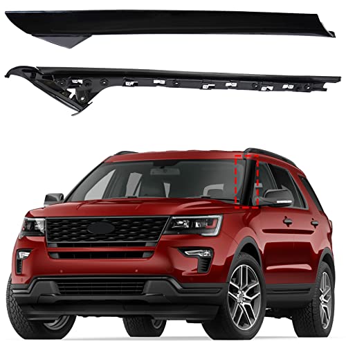 POSENG Left Front Windshield A-Pillar Molding Trim Panel Compatible with Ford Explorer 2011-2019 4 Door Utility Replaces BB5Z7803145AA, BB5Z7803137AB, BB5Z7803145BA Inner & Outer (Gloss Black FLH)