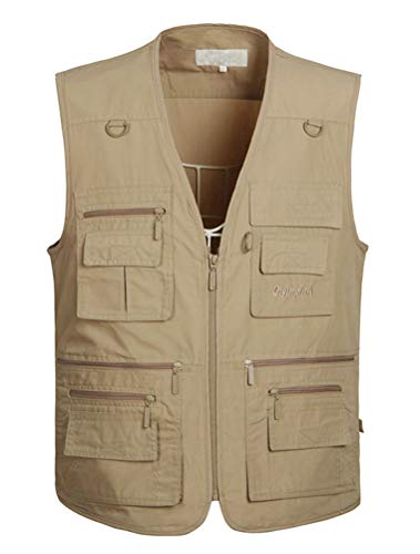 PASOK Men's Work Fishing Vests Lightweight Safari Travel Hunting Waistcoat With Multi-Pockets Color 2 XL