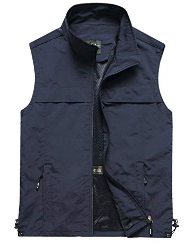 Gihuo Men's Lightweight Quick Dry Outdoor Multi Pockets Fishing Vest (X-Large, Style3-Navy)
