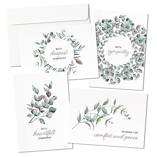 Sympathy Cards with Envelopes - 24 Pre-Scored and Double-Sided Watercolor Condolence Cards - Perfect Mix of Expression and Sympathy in a Box of Sympathy Cards with Envelopes (Watercolor)