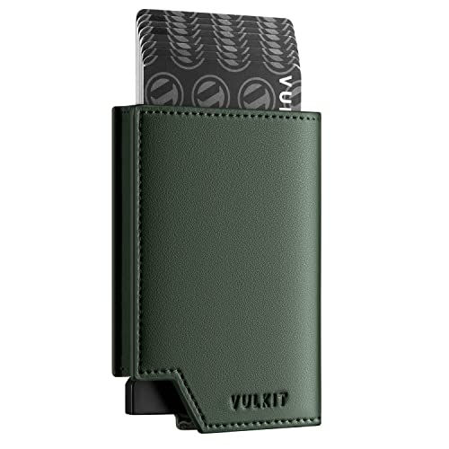 VULKIT Men's Wallet Minimalist Pop Up Card Holder RFID Blocking Magnetic Closure Leather Wallet with ID Window for Cash & Credit Cards Up To 11 Cards