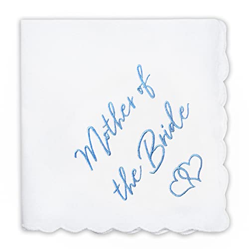W&F GIFT Wedding Handkerchief - 12" x 12" - Something Blue for Bride on Wedding Day - Mother of the Bride Gifts, Bridal Wedding Hankie - Mom Handkerchief Wedding Gifts for Bride from Daughter