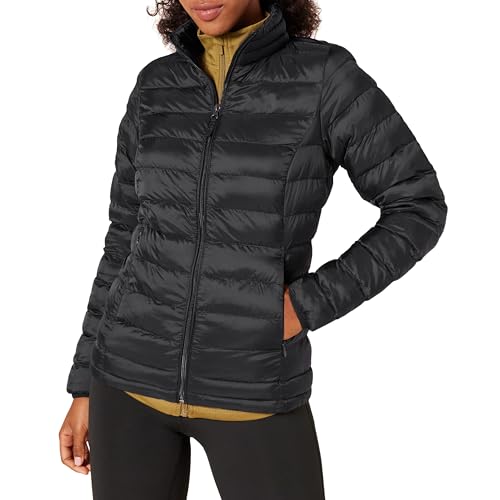 Amazon Essentials Women's Lightweight Long-Sleeve Water-Resistant Puffer Jacket (Available in Plus Size), Black, Large