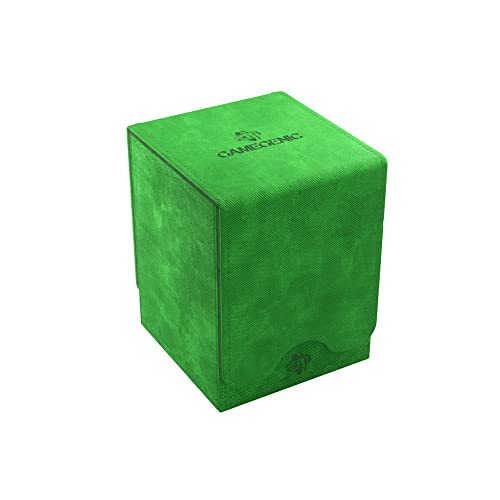 Gamegenic Squire 100+ XL Convertible Deck Box Card Storage Box with Removable Cover Clips Holds 100 Double-Sleeved Cards in Extra Thick Inner Card Sleeves Green Color Made by Gamegenic (GGS20100ML)