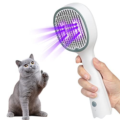 IFurffy Cat Brush, Dog Brush with UV Light Double Cleaning, Dog Brush for Indoor Cats Shedding, Pet Grooming Brush with Release Button for Long or Short Haired Dog Cat Rabbit Removes Loose Fur