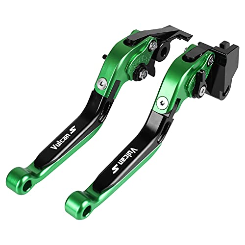 LANQIAN Brake & Clutch Levers Set Foldable Extendable CNC Fit for Vulcan S 650 2015-2022 Green+Black