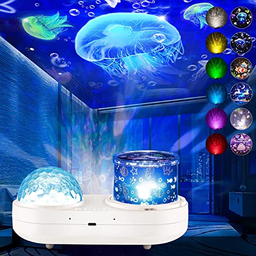 Night Light for Kids, Ocean Light Projector, Night Lights Projector with 360 Degree Rotating 6 Colors Stereo Galaxy Projection, Boys Girls Toys Birthday Christmas Gifts