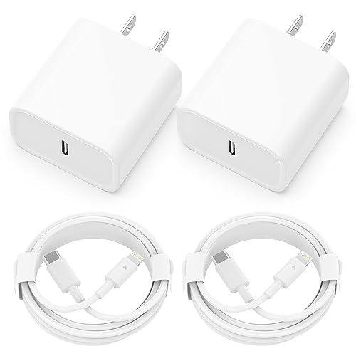 iPhone Charger [MFi Certified] 2 Pack 20W PD USB C Wall Fast Charger Adapter with 2 Pack 6FT Type C to Lightning Cable Compatible for iPhone 14 13 12 11 Pro Max XR XS X,iPad