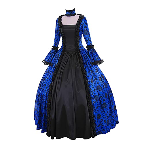 Ladies Medieval Queen Vitorian Dress, Womens Gothic Lace Ball Gown Dresses Renaissance Royal Fancy Masquerade Dress X-Large