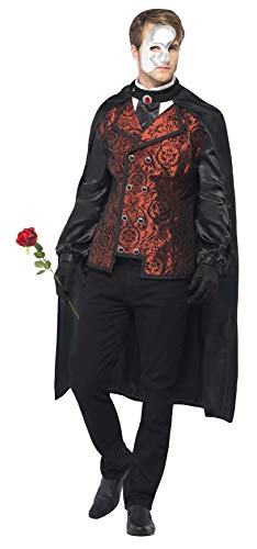 Smiffys Mens Dark Opera Masquerade Costume,Large,Black/Red