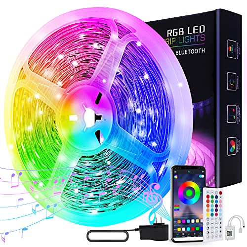 ZXMEAN 65.6ft Led Lights for Bedroom, Smart Music Sync LED Strip Lights Bluetooth with APP Control,RGB Color Changing Led Lights for Room Kitchen Christmas Party Home Decoration