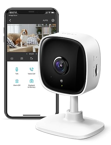 TP-Link Tapo 1080P Indoor Security Camera for Baby Monitor, Dog Camera w/ Motion Detection, 2-Way Audio Siren, Night Vision, Cloud & SD Card Storage, Works w/ Alexa & Google Home (Tapo C100)