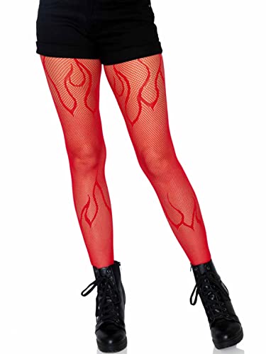 Leg Avenue 9288-00322 Flame Net Tights, O/S, Red