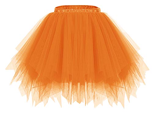 Tutu Skirt 50s Vintage Ballet Bubble Dance Skirts for Cosplay Party Orange M
